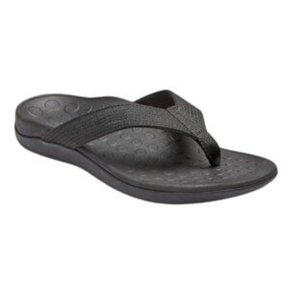 Vionic 44 Wave Toe Post Sandal in Black/Black - Picture 1 of 15